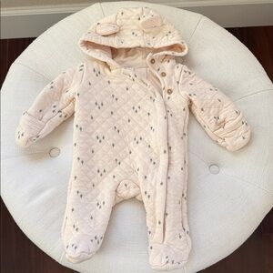Carter's Quilted Cream Footie with Gray Accents